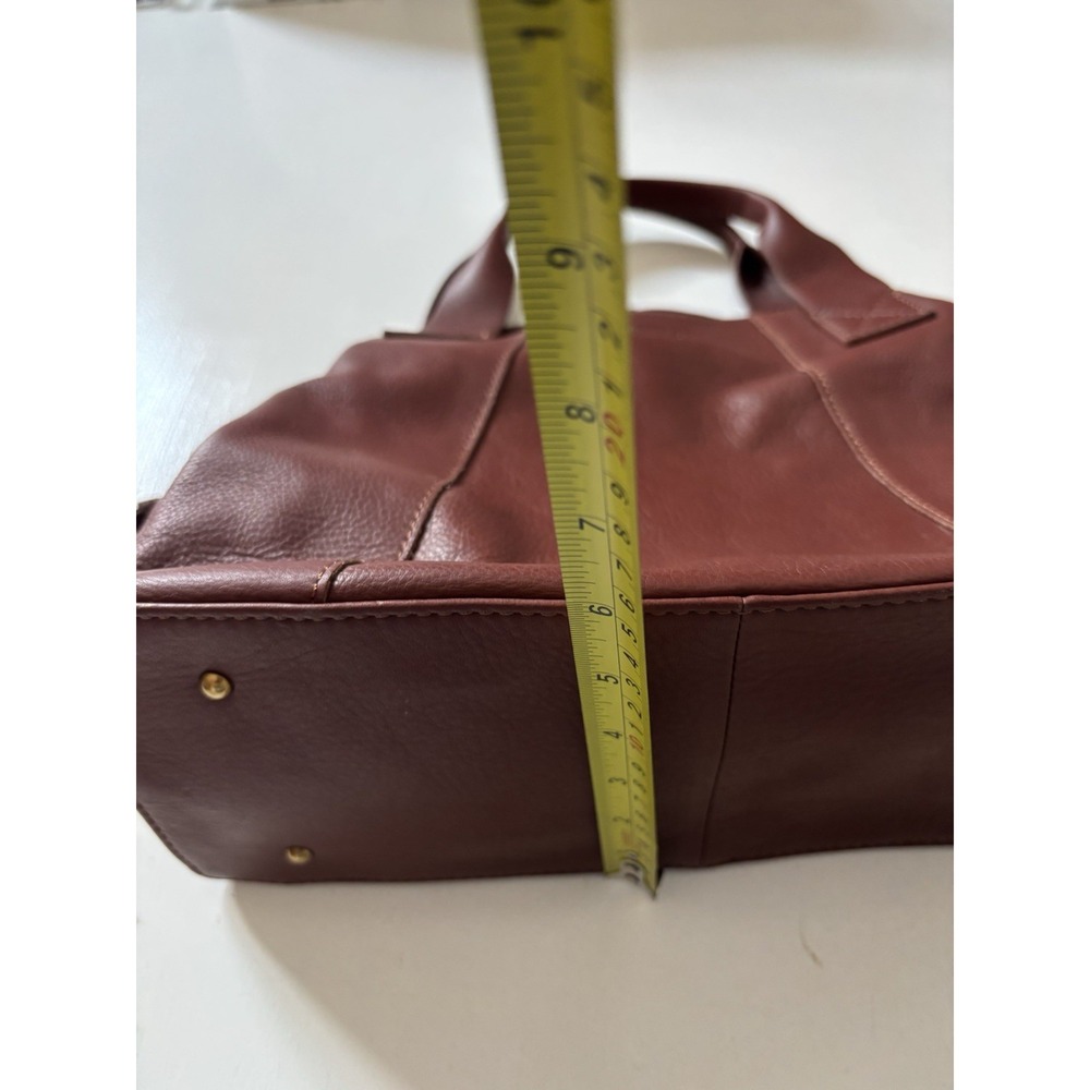 NWOT American Leather Co Ada Triple Entry Satchel Bag Red Wine Smooth Crossbody - Picture 9 of 9